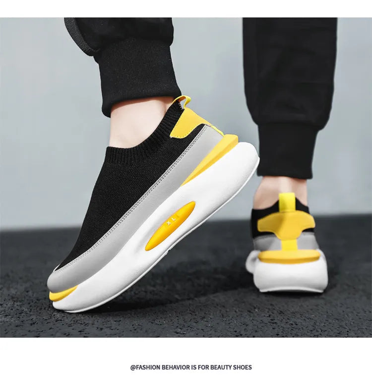 Herrensocken, atmungsaktives Mesh, Laufschuh, Sommersportschuhe, schwarze Slip-On-Slip-Ons, lässiger Fahrschuh für Herren, geeignet für den Außenbereich