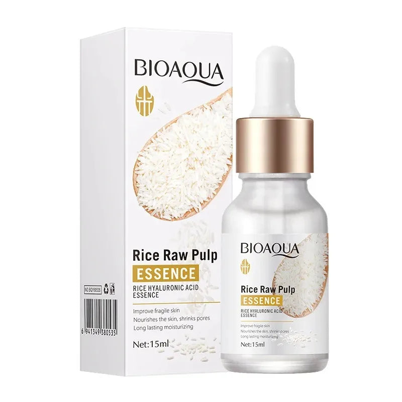 Rice Raw Pulp Serum Hyaluronsäure Gesicht Nährende Feuchtigkeitsspendende Bleaching Anti-Falten Schrumpft Poren Hautpflege Schönheit Gesundheit