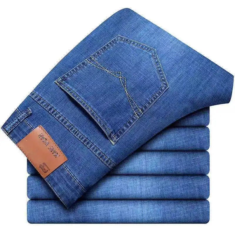 JEAN Neue Business männer Jeans Casual Gerade Stretch Mode Klassische Blau Schwarz Arbeit Denim Hosen Männliche Marke Kleidung