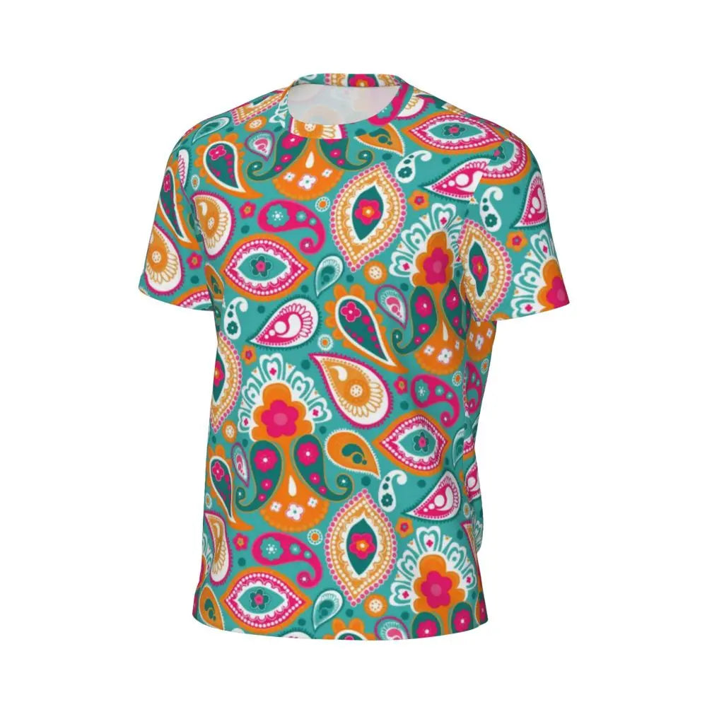 Gym T-Shirt für Mann Retro geometrische 60er 70er Jahre T-Shirts Mode psychedelische Kunst Strand T-Shirts O Hals Y2K Spaß Design Tops Geschenkidee