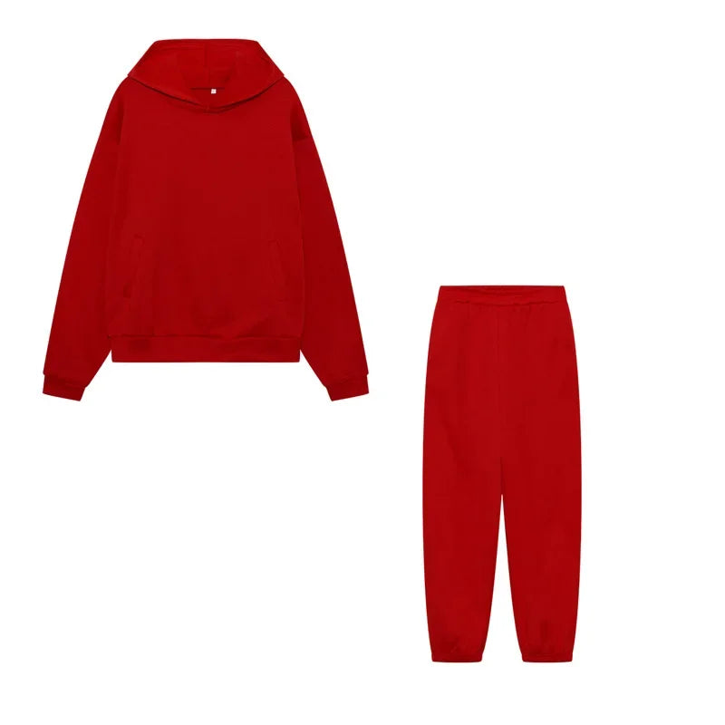 Plus Size 2024 Autumn/Winter Amazon Cross-Border Women's Fashion Casual Thickened Long Sleeve Sweatshirt Trousers Two-Piece Suit
