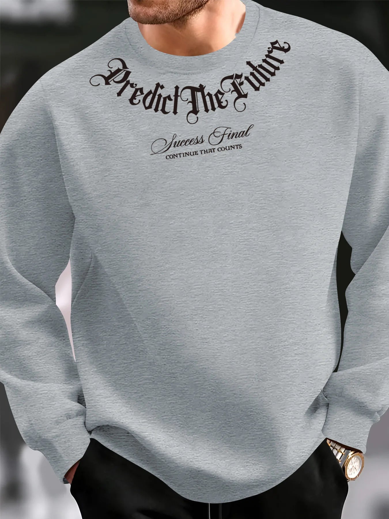 Men's autumn and winter fashionable casual loose fashion letter printed long sleeved round neck sweatshirt