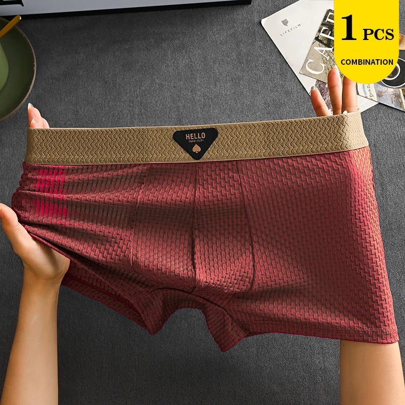 1/4 Stück Herren-Unterwäsche aus Eisseide, heiße Dessous, dünne Boxershorts, coole Unterhosen, atmungsaktive sexy Slips, U-förmige Shorts, Größen L-6XL