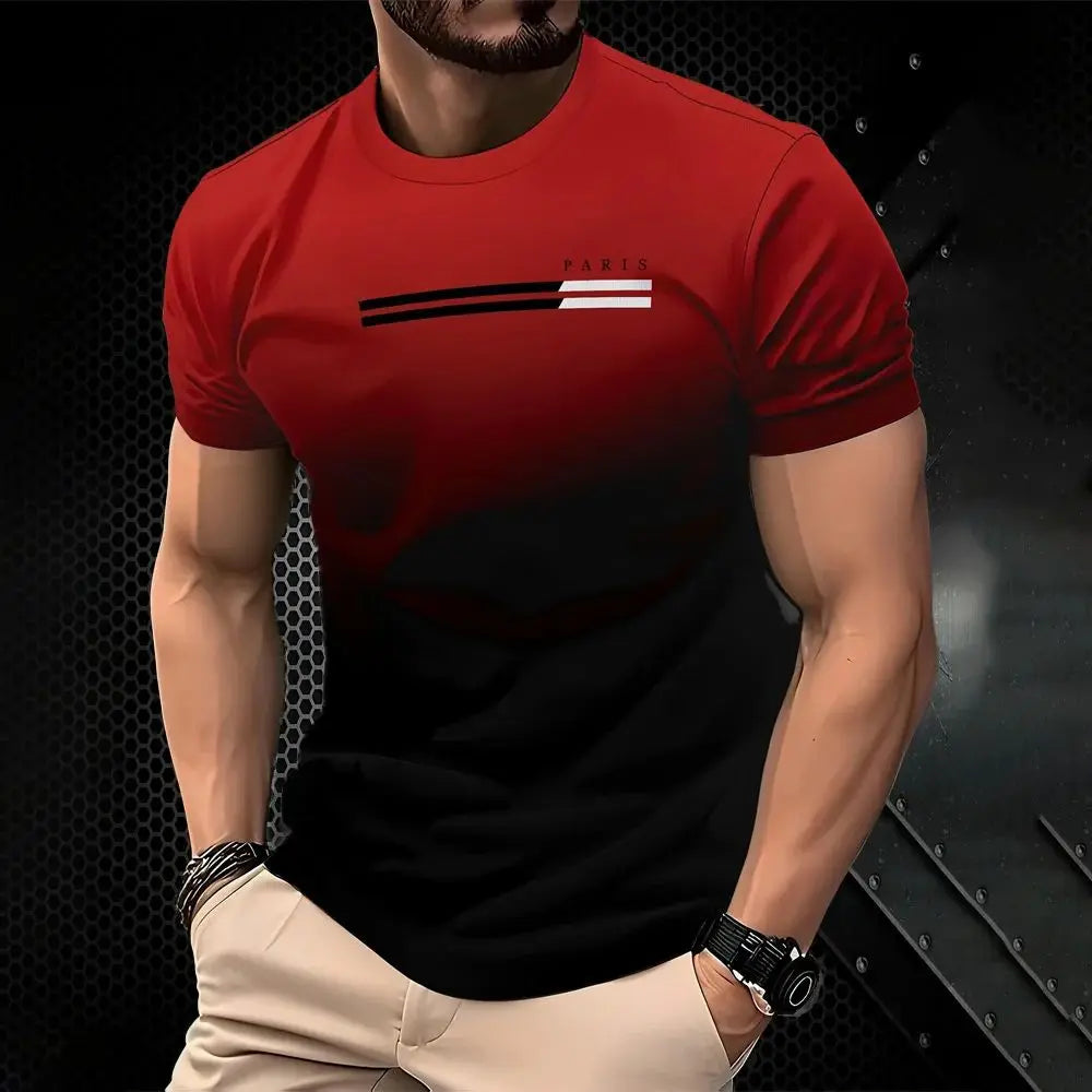 Das neue, schnell trocknende Herren-T-Shirt für den Sommer 2025, verfügt über einen lässigen, modischen und Streetwear-3D-Farbverlaufsdruck