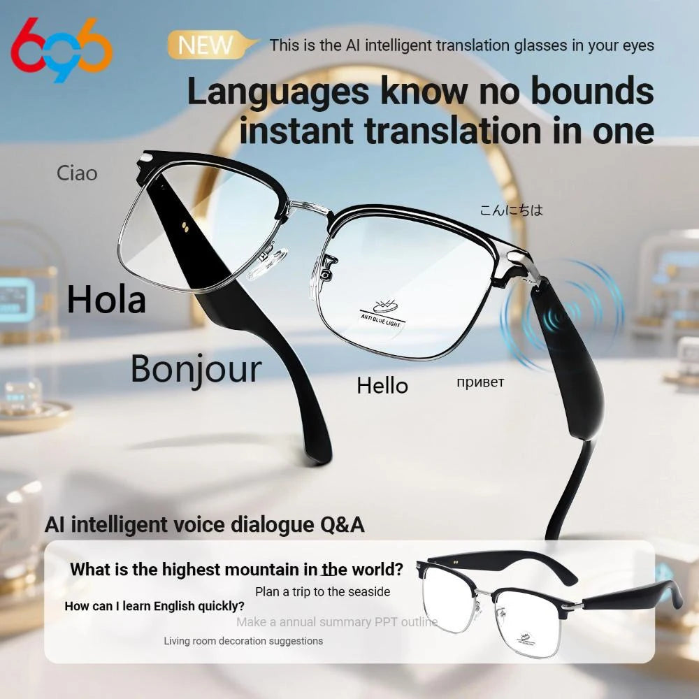 AI Simultaneous Translation Smart Wireless Bluetooth Glasses Anti-Blue Light Glasses Music Play Phone Answering Multi-functional