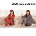 2024 Winter Pyjamas Warme Flanell Frauen Dicke Freizeit Tragen Einfachheit Korallen Samt Langarm Feste Nachtwäsche Pyjamas Set