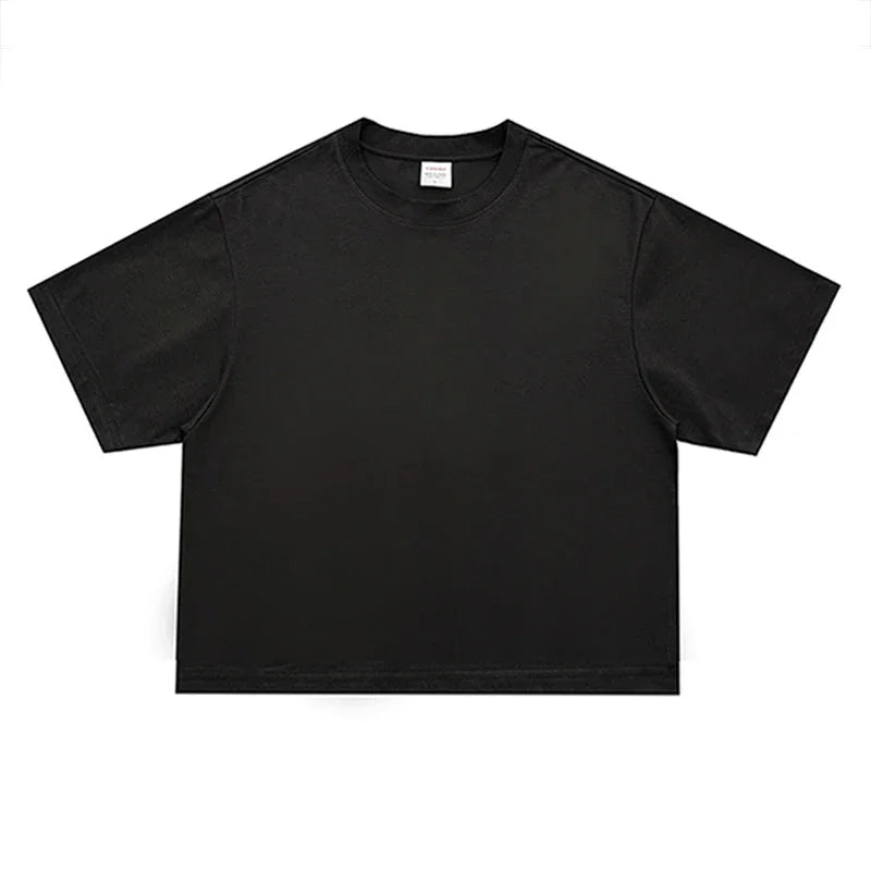 Basic Übergroßes Boxy Rundhals-T-Shirt Herren Schwergewicht 240GSM 100 % Baumwolle Halbarm-T-Shirts Sommer Lose Sportbekleidung