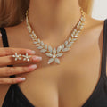 3-teiliges Damen-Schmuckset mit modischer Blumen-Halskette und Ohrringen, elegantes und hochwertiges Design, geeignet für Party- und Festivalgeschenke-8495