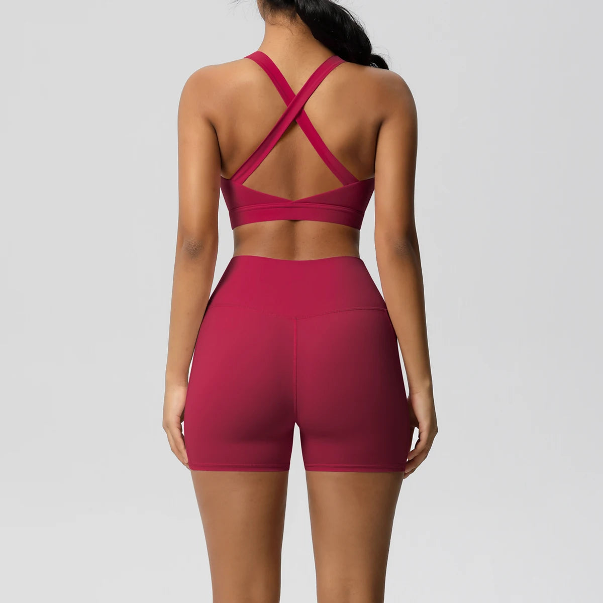 2PCS Sportswear Mit Taschen Yoga Set Gymnastik Kleidung Yoga Anzüge Für Frauen Trainingsanzüge Sport Shorts Crossover Bh Gym Leggings