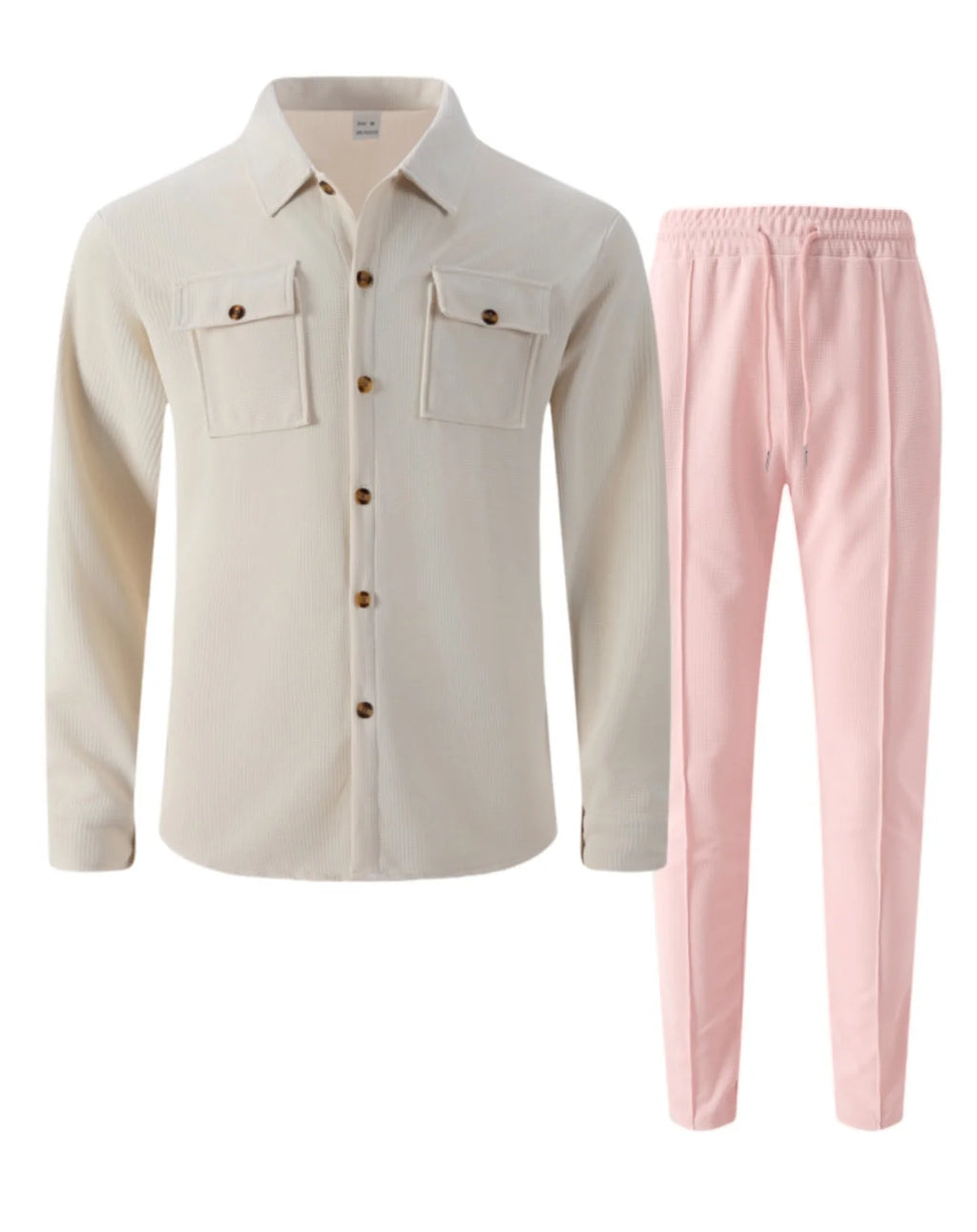 Männer Frühling Herbst Casual Anzug Street Style Einfarbig Lose Gepolsterte Lange Ärmeln Zwei-Stück Set Modische Oberbekleidung anzug set