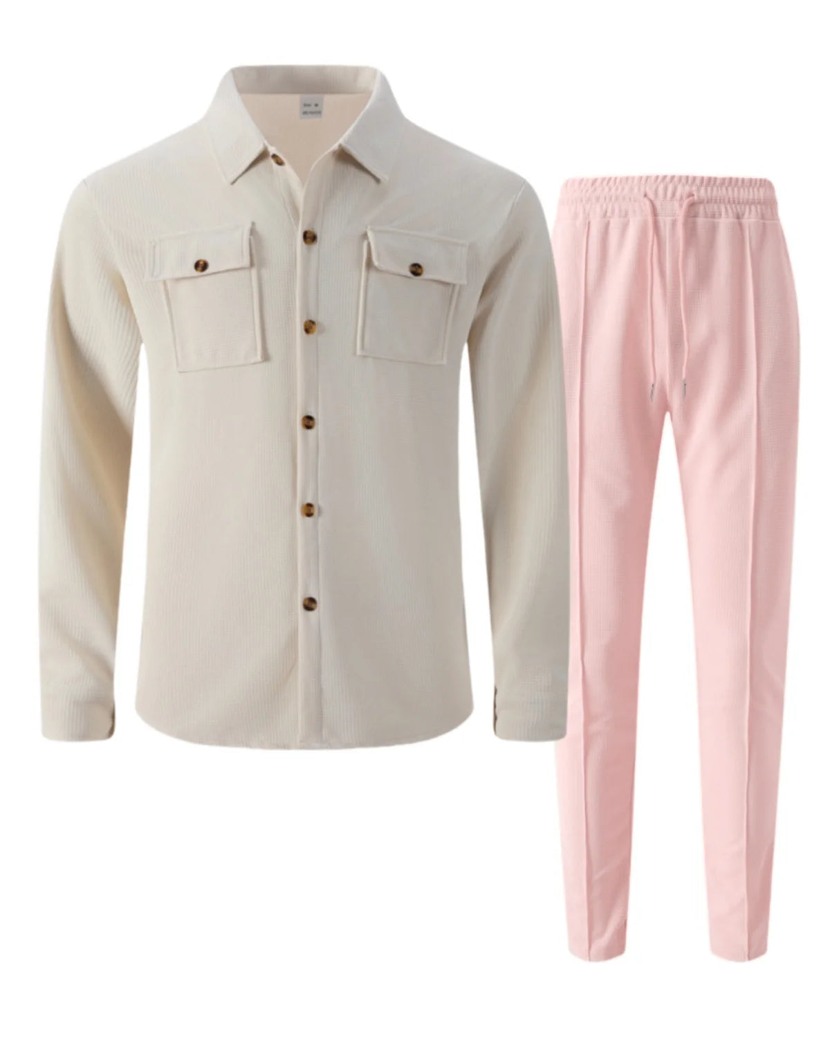 Männer Frühling Herbst Casual Anzug Street Style Einfarbig Lose Gepolsterte Lange Ärmeln Zwei-Stück Set Modische Oberbekleidung anzug set