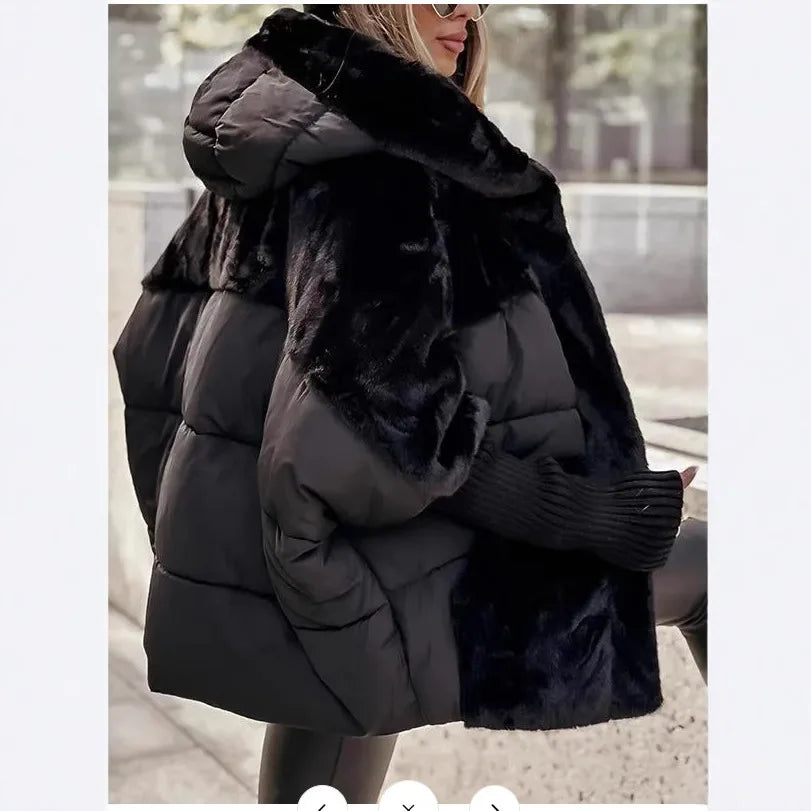 Neue Cappotto Donna Outerwear Winter Warme Baumwolle Jacke Frauen Vielseitige Mit Kapuze Plüsch Taste Einreiher Einfarbig Jacke
