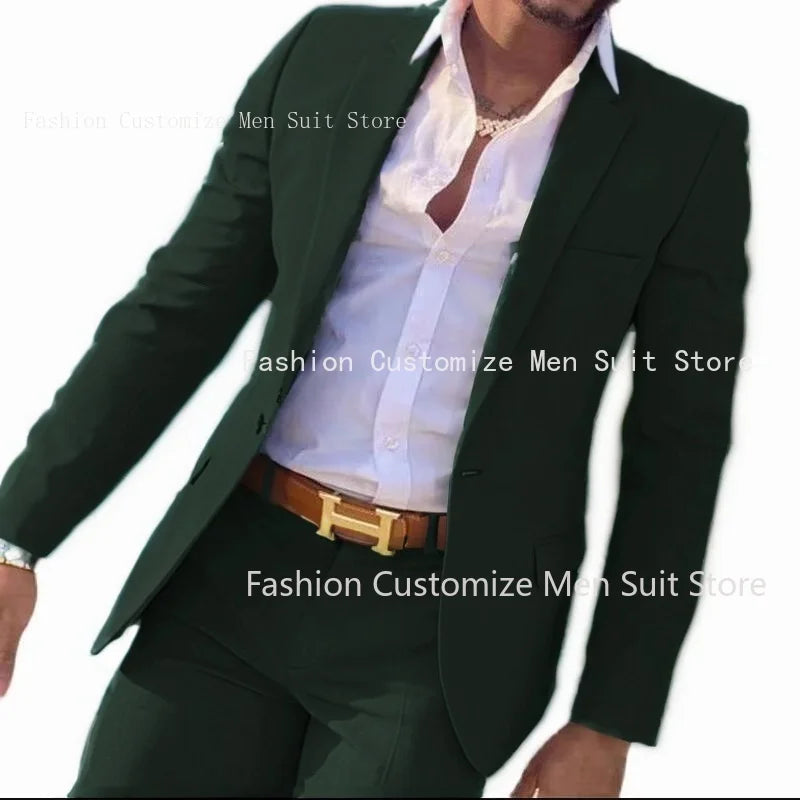 2-teiliger beigefarbener Anzug für Männer, Slim Fit, Hochzeit, Bräutigam, Smoking, Trauzeugenanzüge, männliche Mode, Raucherkostüm, Homme, Blazer mit Hosen