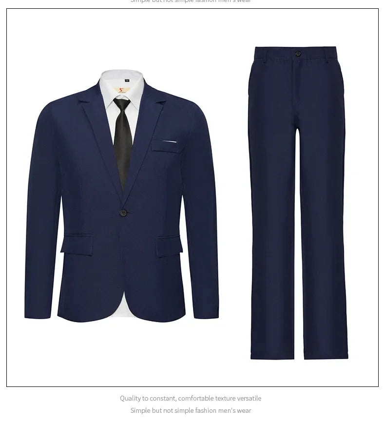Herren Casual Hochzeitsanzug Slim Fit Zweiteiliges Set Sommer Neuer Stil Große Größe Business Formelle Kleidung Bequemes Oberteil und Hose