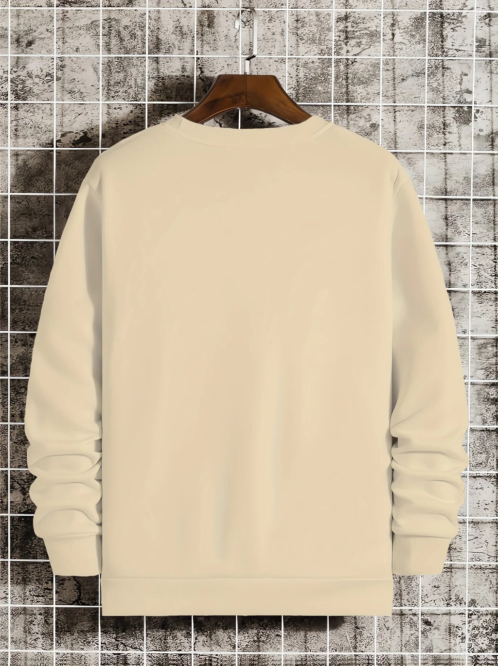 Men's autumn and winter fashionable casual loose London England letter graphic printed long sleeved round neck sweatshirt