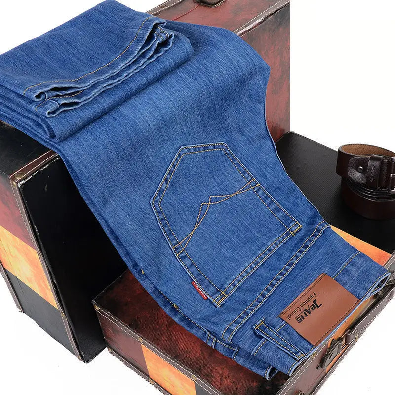 Männer Mode Gerade Jeans Männer 2025, Neue Stretch Slim Fit Hosen Bequeme Weiche Business Denim Hosen Männliche Marke Kleidung