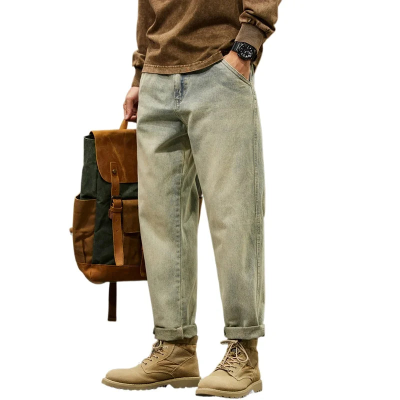Männer 95% Baumwolle Jeans Hohe Qualität Lose Harem Hosen Mode Baggy Casual Outdoor Arbeit Denim Hosen Marke männer Kleidung