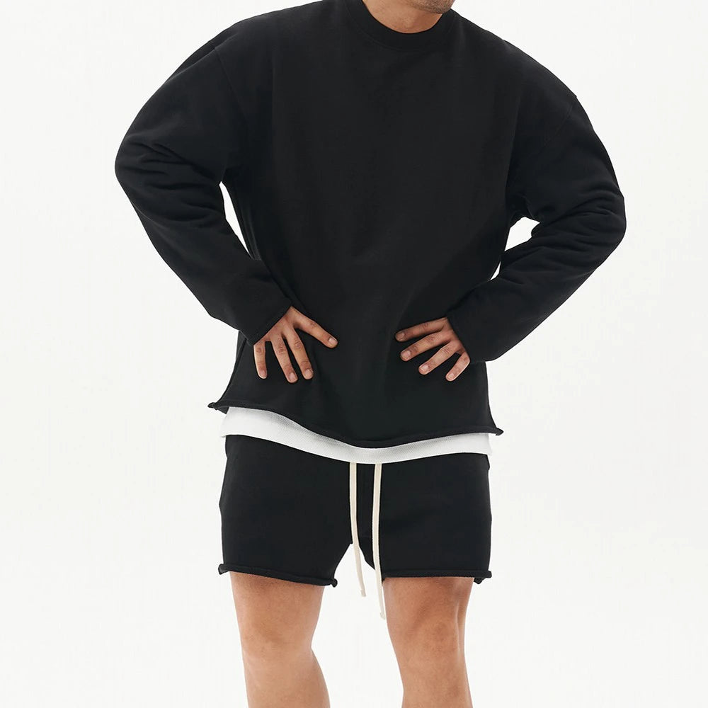 Herren Training Sporta nzüge Fitness Fitness Kits Sportswear Hoodie Pullover Kapuzen shorts Jogging-Sets Baumwolle Lauf anzüge