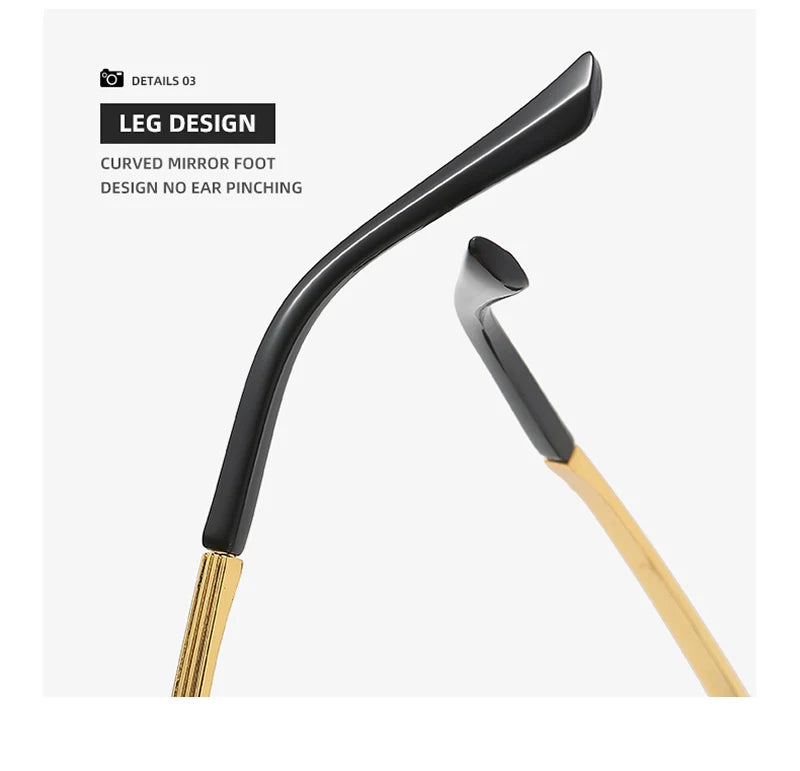 Damen Metallrahmenlose Sonnenbrille Hochwertige Luxusmarke Klassische Casual Sandfarbene Sonnenschutz-Brille Unisex Outdoor-Sport-Sonnenbrille