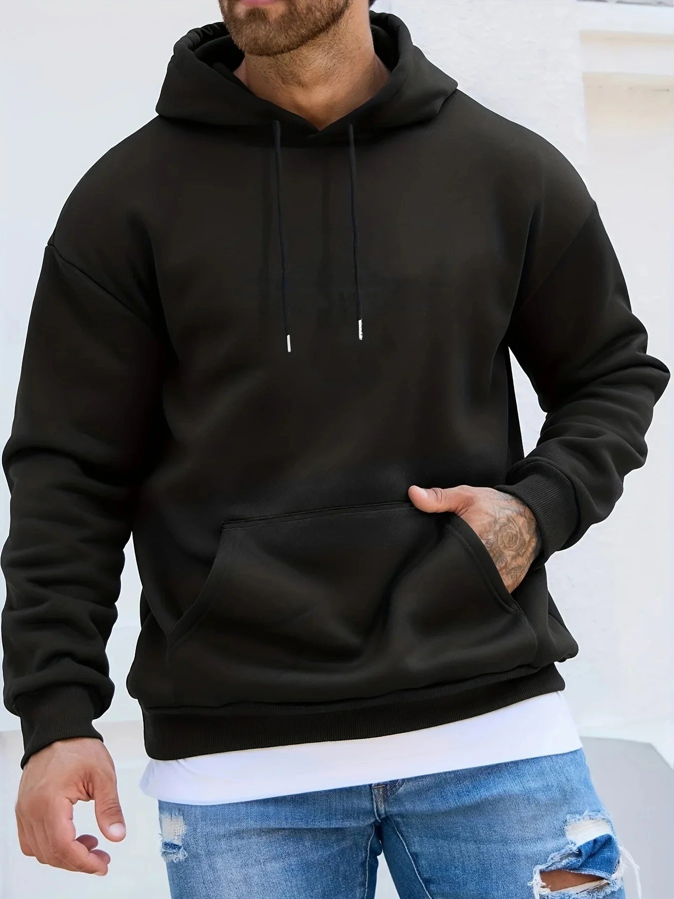Herren Herbst und Winter, lässige Mode, locker, Übergröße, einfacher Fleece-Pullover mit Buchstabendruck, langärmeliges Kapuzen-Sweatshirt