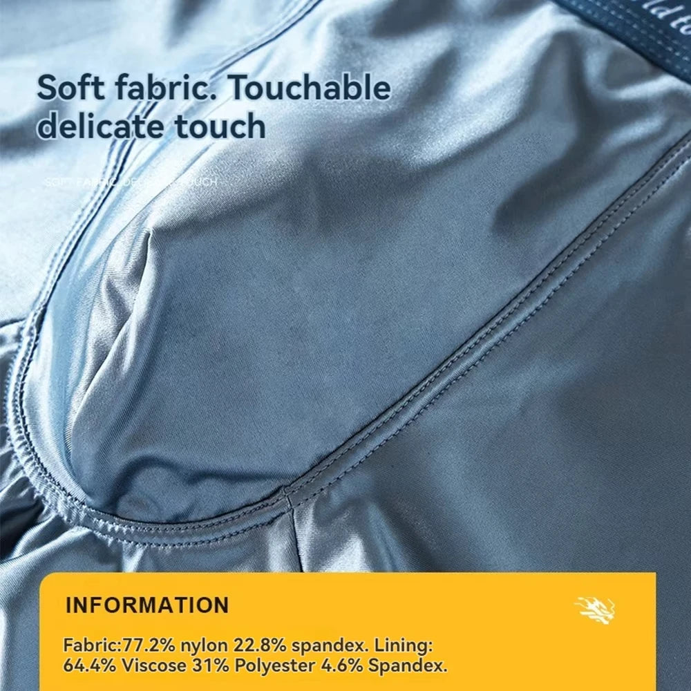 1/3Pcs Atmungsaktive Dünne Satin Seide Boxer Briefs Nahtlose Mittlere Taille Eis Seide Boxer Unterhose Glatte Unterwäsche für Männer Täglich
