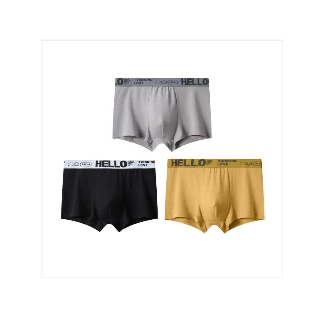 1/3Pc Männer Höschen Atmungsaktive Antibakterielle Boxer Shorts Vier-ecke Shorts Jugendliche Gestrickte Reine Farbe U Konvexen männlichen Unterhose