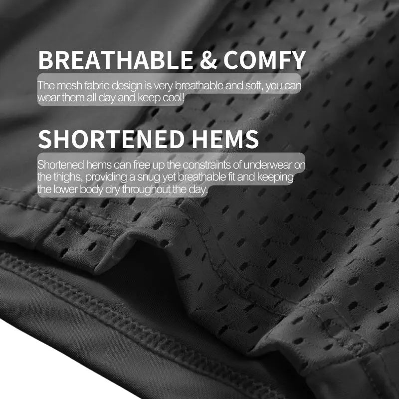 Herren Eisseide Boxershorts mit Goldblumenmuster am Bund, Atmungsaktive Unterwäsche, Schnelltrocknende Hautfreundliche Sport-Unterhose in Übergröße für den Sommer