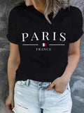 T-Shirt mit PARIS-Aufdruck, kurzärmeliges, lässiges Oberteil mit Rundhalsausschnitt für Sommer und Frühling, Damenbekleidung