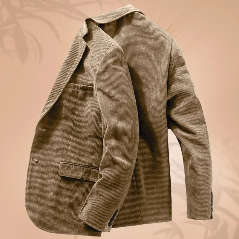 Cord-Herrenanzugjacke, Anzugjacke mit einem Knopf und Revers, Business-formelle Jacke, geeignet für Bankett, Hochzeit, formelle Kleidung für Herren
