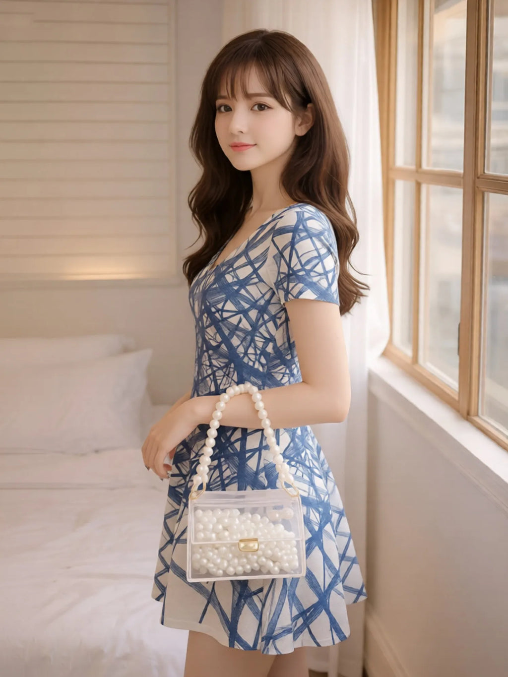 Damen V-Ausschnitt Kurzarm Blumen-Minikleid Lässiges Resort-Café-Sommerkleid Outfit Urlaub Reise Café Party Strand Stimmungs-Look