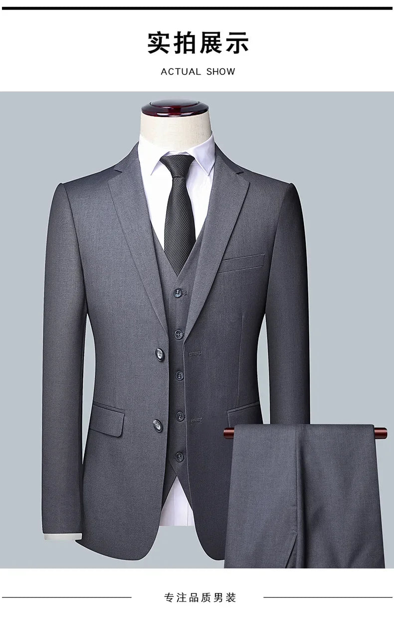 Anzug Boutique Herrenmode Business (Blazer + Weste + Hose) Gentleman's Hochzeit Casual Professioneller formeller Anzug 3-teilig M-6XL