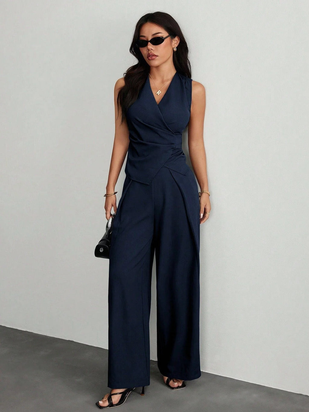 2026 Neuer Herbst-Stil Anzugweste, Lange Weste, Weite Anzughose, Business Casual Damen Winter Elegante Blaue Formelle Kleidung