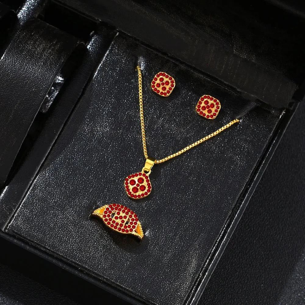 1-teiliges Luxus-Würfel-Schmuckset, elegantes Damen-Set mit Halskette, Ohrringen und Ringen, perfektes Geschenk zum Valentinstag, Weihnachtsgeschenk, Bi