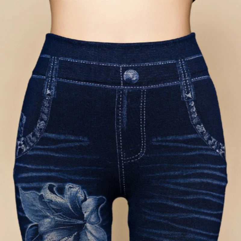 Hot Sexy Frauen Jean Skinny Jeggings Hosen hohe taille leggings weibliche druck knöchellangen Schlank Legging Fitness Plus Größe