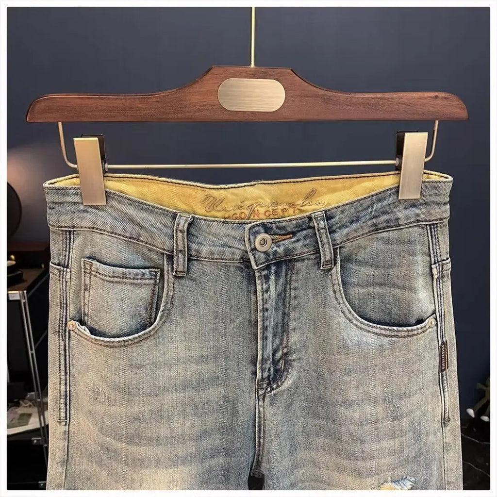 Jeans für Herren 2025, Frühling und Herbst, kleine zerrissene Jeans, Herren-Vintage-Hosen, trendige Marke, Harlan-Männerkleidung, Streetwear-Kleidung