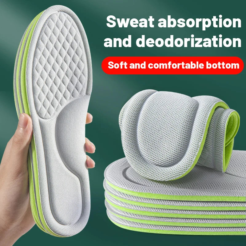 Sport-Einlegesohlen für Schuhe, 5D-Massage, weiches Deodorant, atmungsaktiv, stoßdämpfend, gepolstert, Laufsohlen für Füße, Männer und Frauen