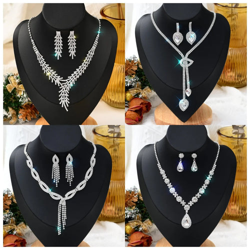 1 Set Of Fashionable Copper Inlaid Claw Chain Necklace, Earrings, Jewelry Set, Women's Wedding Banquet Party Daily Necessities