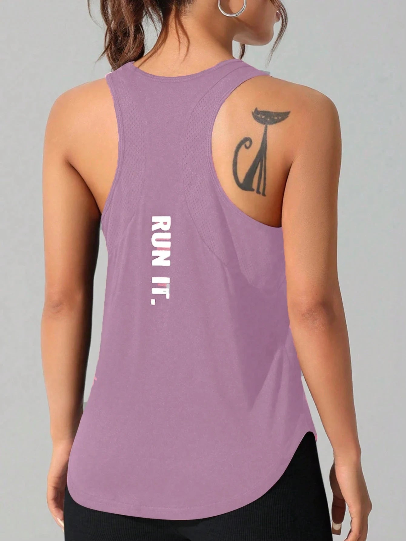 Women's running vest, special letter style, loose long top vest, a good choice for yoga running