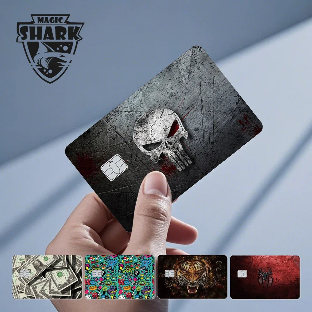Magic Shark Bat Skull Graffiti Tiger PVC Soft Sticker Film Skin Cover für Debit Credit Card Waterproof