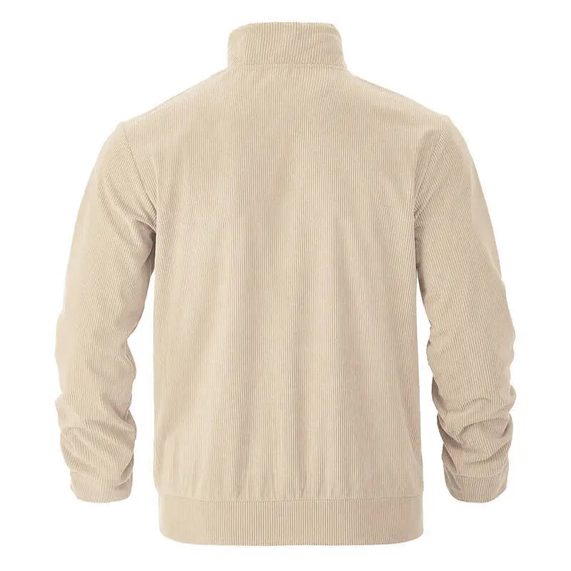 American heavy corduroy men's jacket simple and versatile multi-pocket stand-up collar long-sleeved jacket