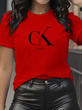 Summer luxury brand fashion cartoon letter print crew collar clothing short sleeve T-shirt  trend women's summer Y2K top