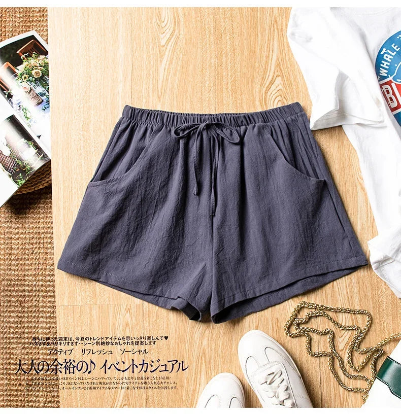 ITOOLIN Casual Leinen Shorts Frauen Gym Workout Shorts Kurze Hosen Hohe Taille Schwarz Damen Kurze Femme Frauen Shorts Sport Femme