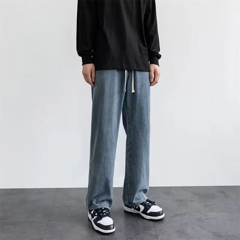 Jeans männer Frühling und Herbst 2025, Neue Lose High Street Gerade Breite bein Hosen Boden-drag Sommer beiläufige Lange Hosen Männer