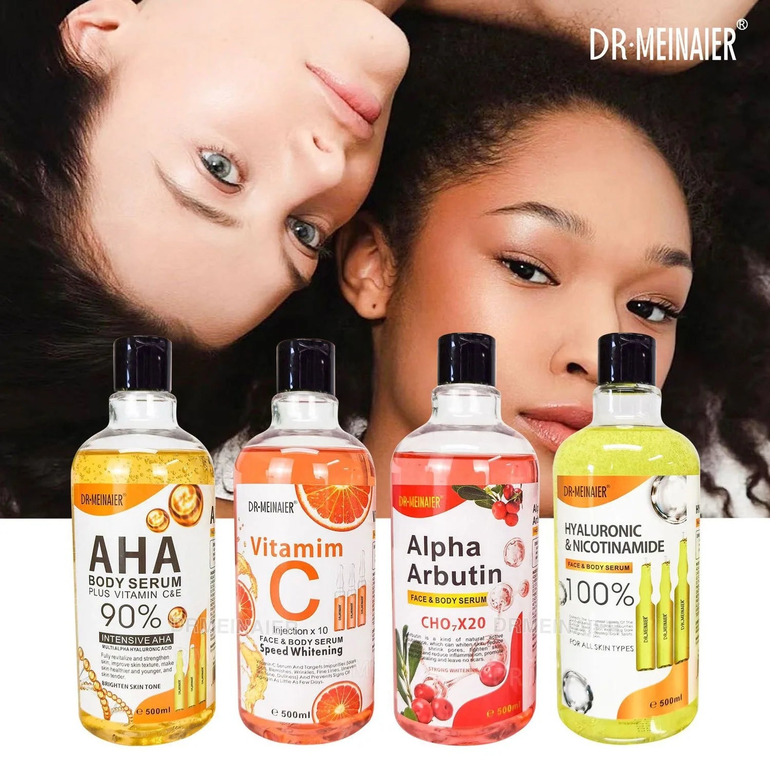 500 ml Hyaluronsäure-Gesichts- und Körperserum mit Vitamin C, Nikotinamid und AHA-Aufhellung, feuchtigkeitsspendend, fleckenkorrigierende Hautpflege