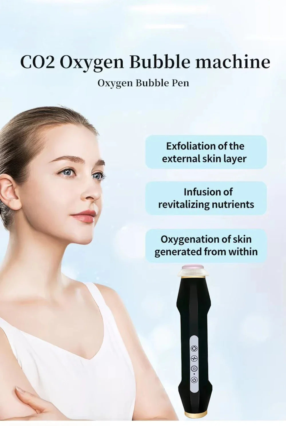 Neueste Handheld Wiederaufladbare CO2 Sauerstoff Blase Gerät Peeling Sauerstoff Gesichts Maschine Falten Entfernung Tragbare Schönheit Gerät
