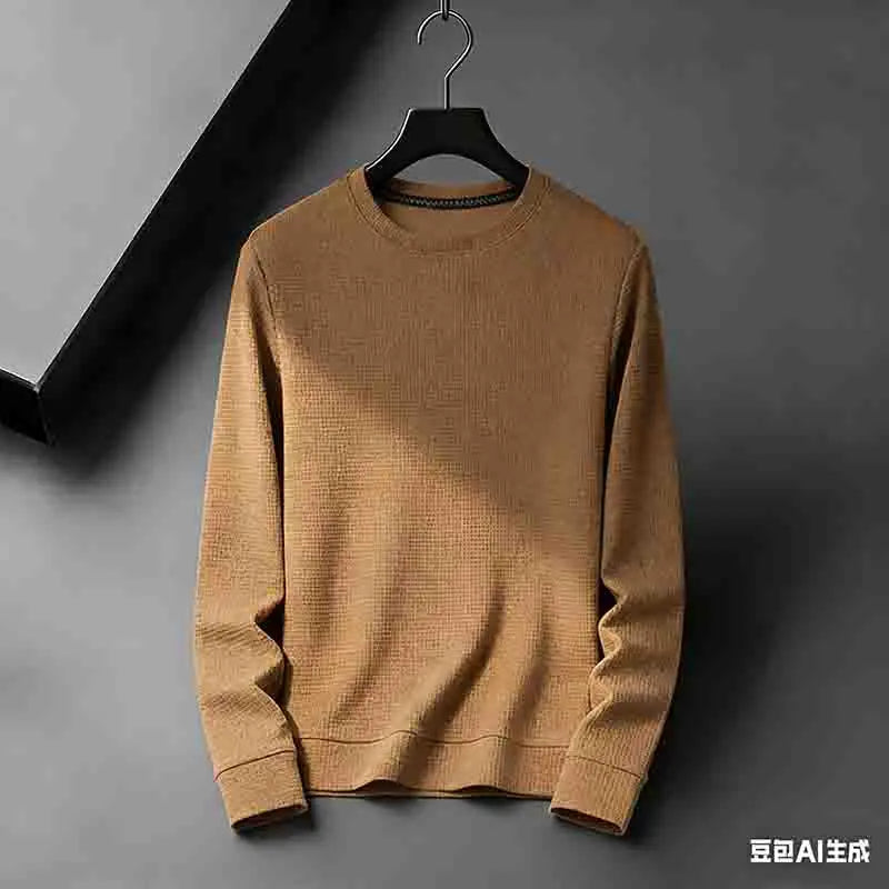 2026 Neuerscheinung Herren Basic Einfarbiger Rundhals-Pullover Atmungsaktiver Langarm-Strickpullover