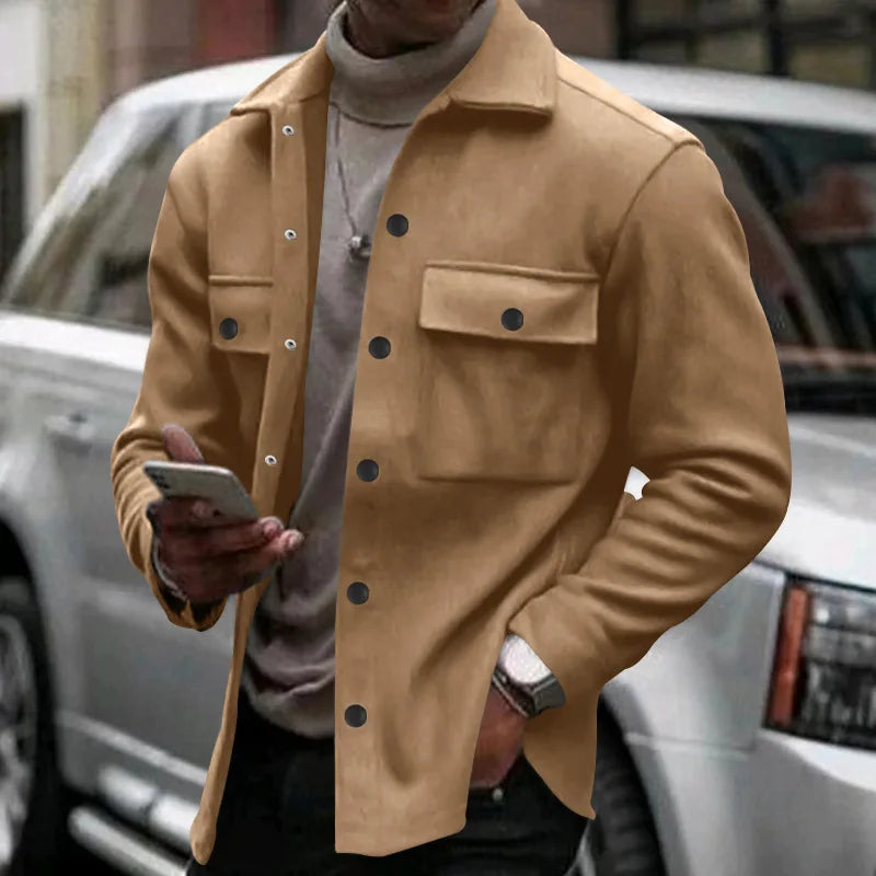 Winter europäische und amerikanische grenzüberschreitende lässige Herrenbekleidung Fleece-Revers europäische und amerikanische einreihige schmale Jacke