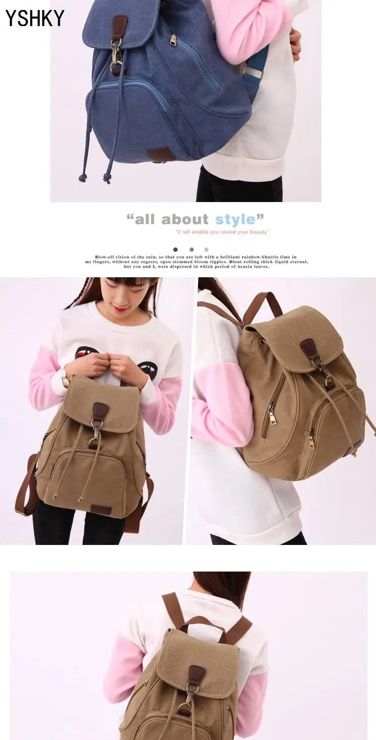 Neuer Rucksack, Rucksack, Rucksack, große Kapazität, lässiger Damen-Reiserucksack, Vintage-Rucksack aus Segeltuch im Freien