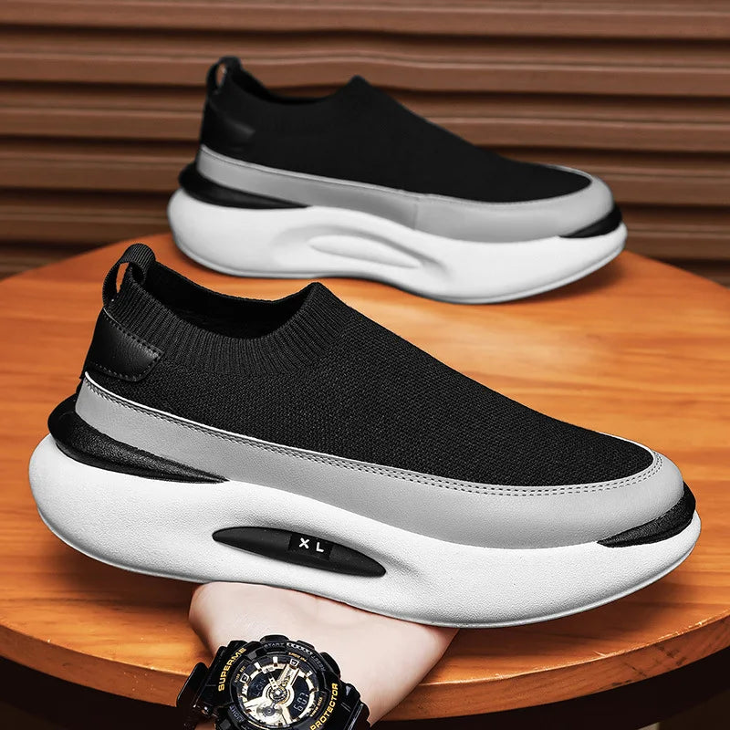 Herrensocken, atmungsaktives Mesh, Laufschuh, Sommersportschuhe, schwarze Slip-On-Slip-Ons, lässiger Fahrschuh für Herren, geeignet für den Außenbereich