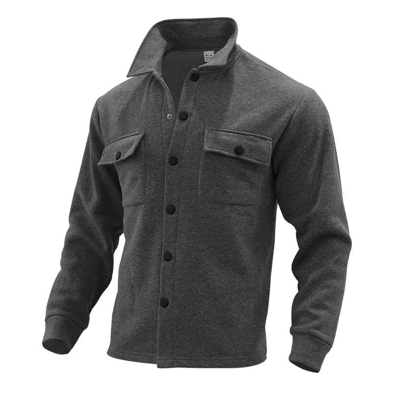 Winter European and American cross-border casual men's clothing fleece lapel European and American single-breasted slim jacket